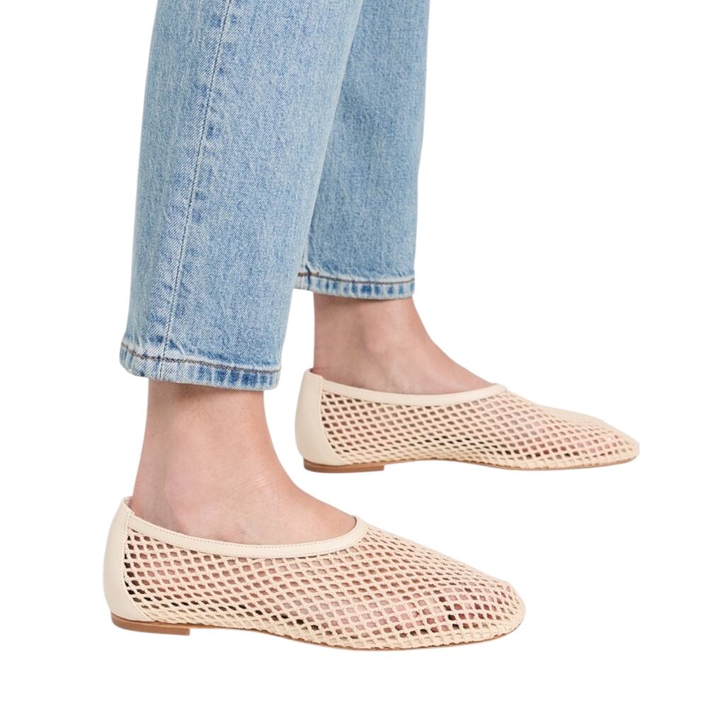 Reformation, NWT, Women's 'Brit' Crochet Ballet Flats, Ivory Cream, Size 9.5